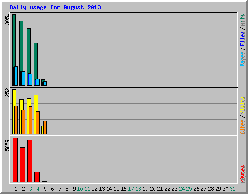 Daily usage for August 2013